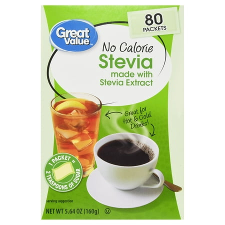 (2 Pack) Great Value No Calorie Stevia, 80 count, 5.64 (Best Stevia Brand In India)