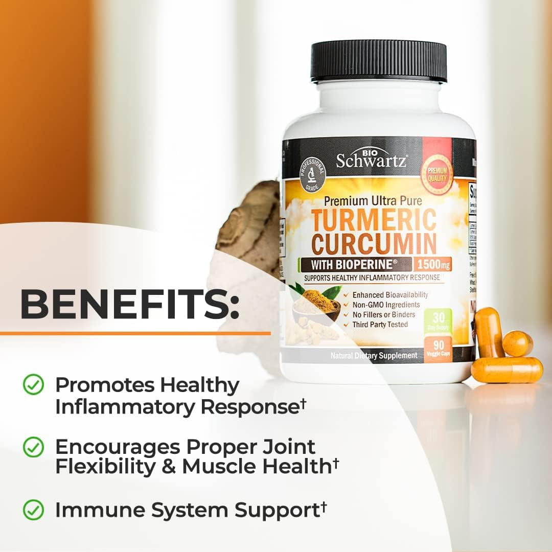 BioSchwartz 1500mg Turmeric Curcumin with BioPerine Black Pepper Extract, 90 Capsules