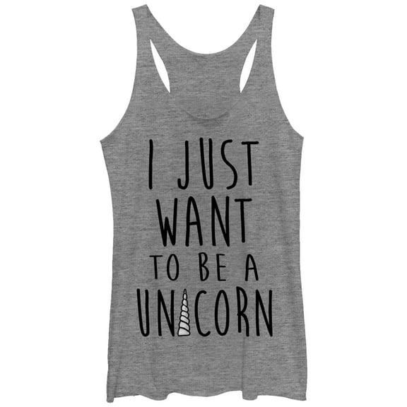Women's Lost Gods I Just Want to be a Unicorn  Racerback Tank Top Gray Heather Large