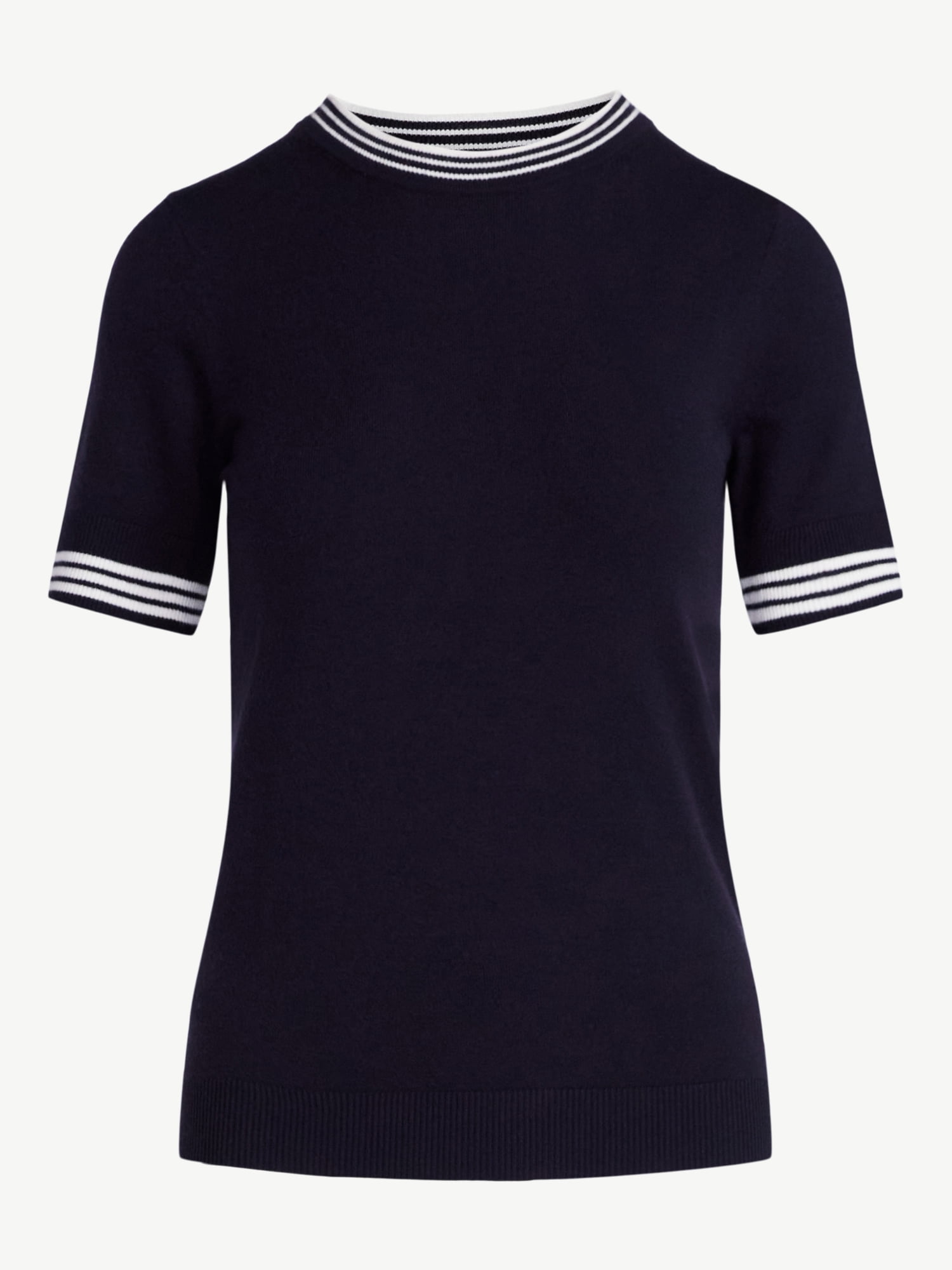 Free Assembly Women's and Women's Plus Cozy Yarn Shrunken Sweater Tee with Short Sleeves, Solid & Print, Lightweight, Sizes XS-4X