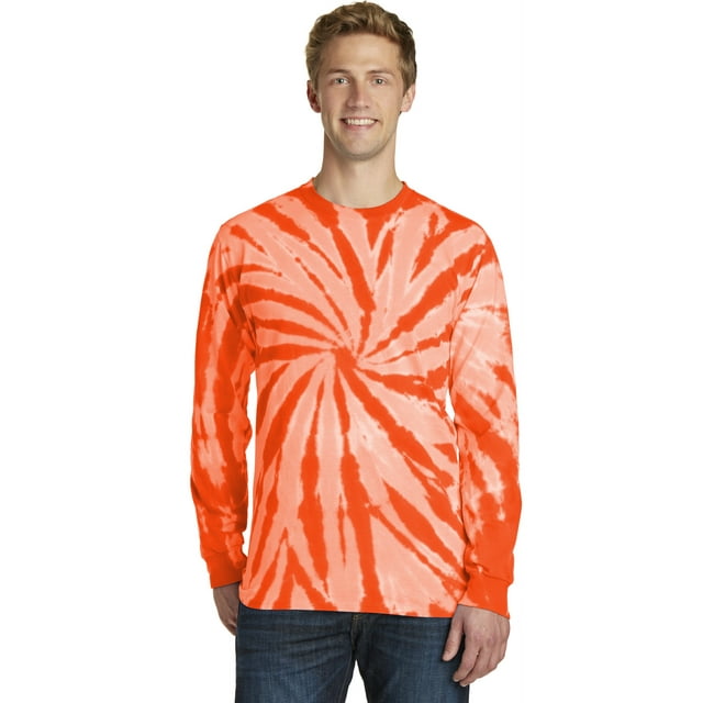 Camiseta de manga larga Port & Company Essential Tie-Dye PC147LS naranja pequeña