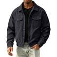 thumbnail image 5 of Dweltoz Mens Corduroy Jacket Button Down Collared Chore Jacket Casual Loose Long Sleeve Trucker Jacket with Flap Pocket Lightweight Western Coats 2026 Fall Winter Vintage Outwear,Black XL, 5 of 5