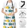 thumbnail image 6 of Xecao Funny Boats Print Kitchen Cooking Aprons, Waterproof Adjustable Bib Aprons with 2 Pockets for Women Men Chef, 6 of 8