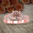 thumbnail image 2 of 1.75 Carat 6mm Round cut Morganite and Diamond Moissanite Flower Engagement Ring for Women on Sale with 18k Gold Plating, 2 of 2