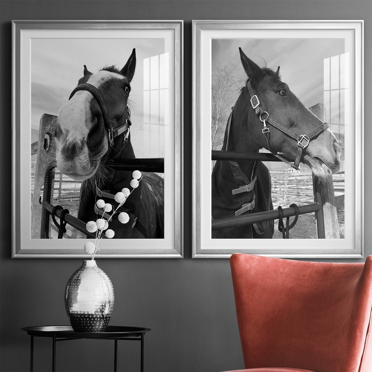 Wexford Home Argenteuil Premium Framed Print, 22.5" x 30.5" - Ready to Hang, Silver (Set of 2)