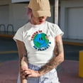 thumbnail image 2 of There Is No Planet B with Smiling Earth Art, Earth Day & Environmentalist Merch Gift, Heather Grey T-Shirt, Small, 2 of 5