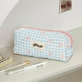 thumbnail image 5 of Coquette Bow Pencil Pouch, Cute Pink Bow Checkered Pencil Case, Soft Quilted Pen Bag for Women Office, 5 of 9