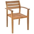 thumbnail image 6 of 7-Piece Natural Wood Outdoor Dining Set - Ergonomic Chairs, Bench, Thick Table, Beige Cushions, Seats 7 Comfortably, 6 of 11