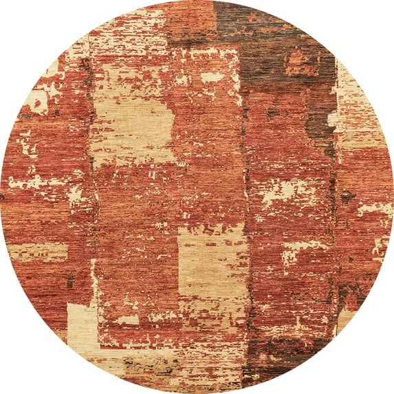 Ahgly Company Indoor Round Abstract Orange Patchwork Area Rugs, 6' Round