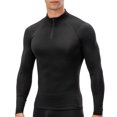 thumbnail image 1 of Camisa deportiva para hombre Fleece Warm Elástico Bodycon Stand Collar Long, 1 of 8