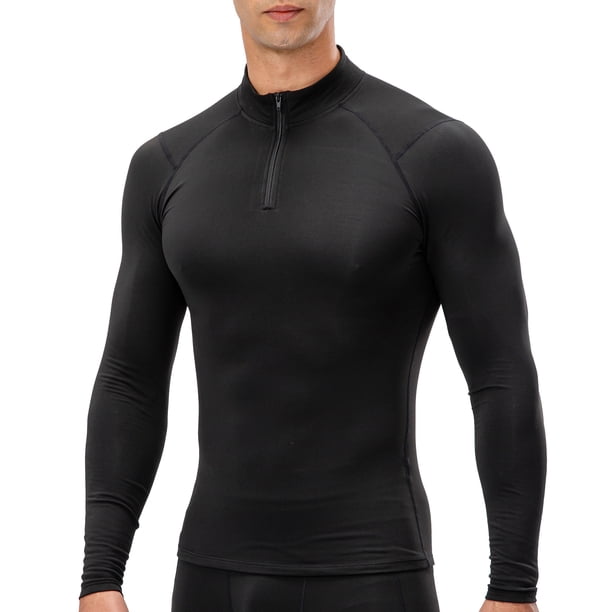 TFixol Camisa deportiva para hombre polar cálido elástico ceñido al cuerpo cuello alto largo