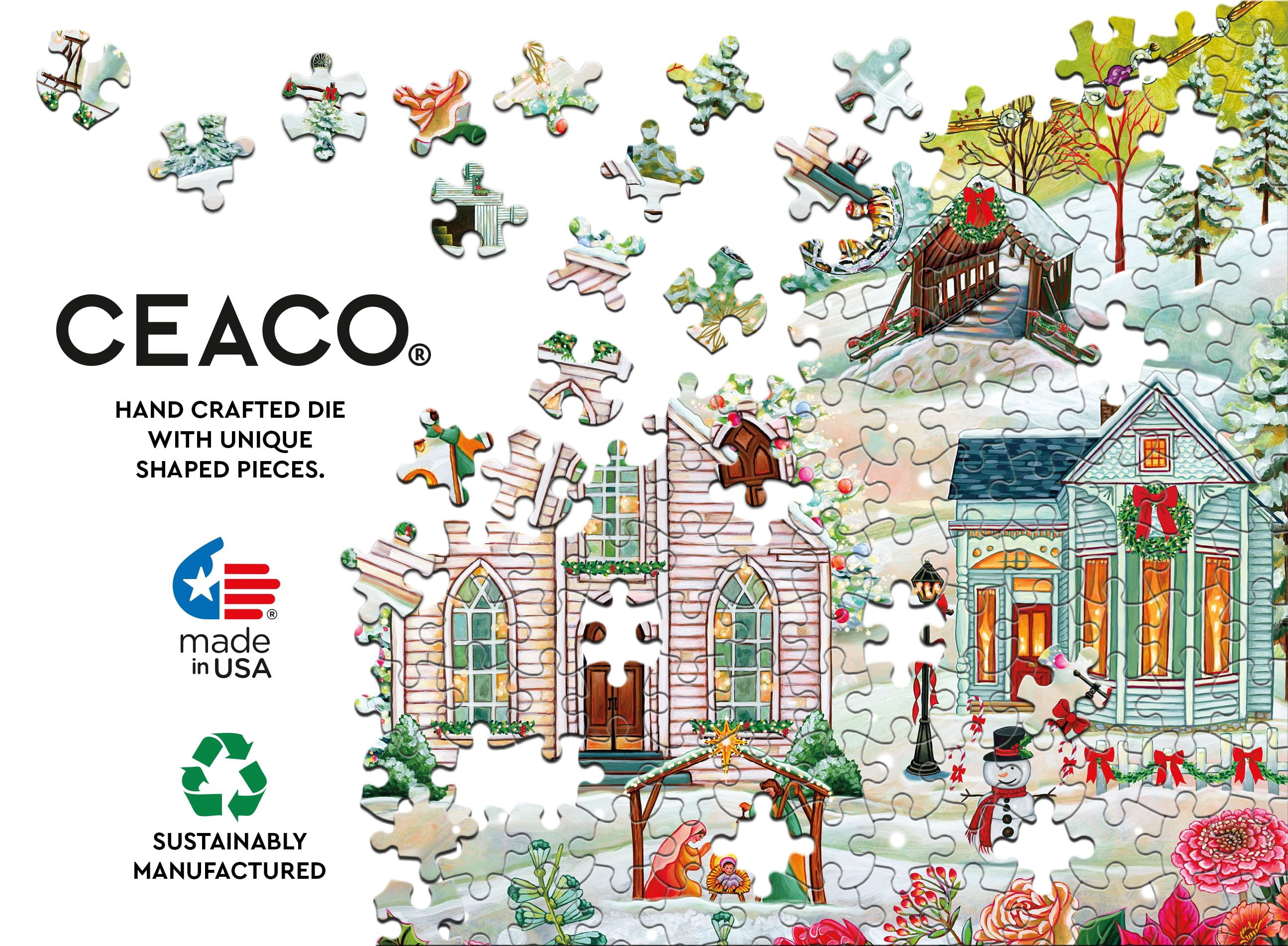 Ceaco 1000-Piece Classic Christmas A Christmas Celebration Interlocking Jigsaw Puzzle