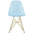 thumbnail image 4 of LeisureMod 5-Piece Dining Set 35" Round Table with MDF Tabletop and White Iron Base 4 ABS Plastic Side Chair with Gold Legs for Modern Home, Kitchen Bristol Collection in Transparent Blue, 4 of 11