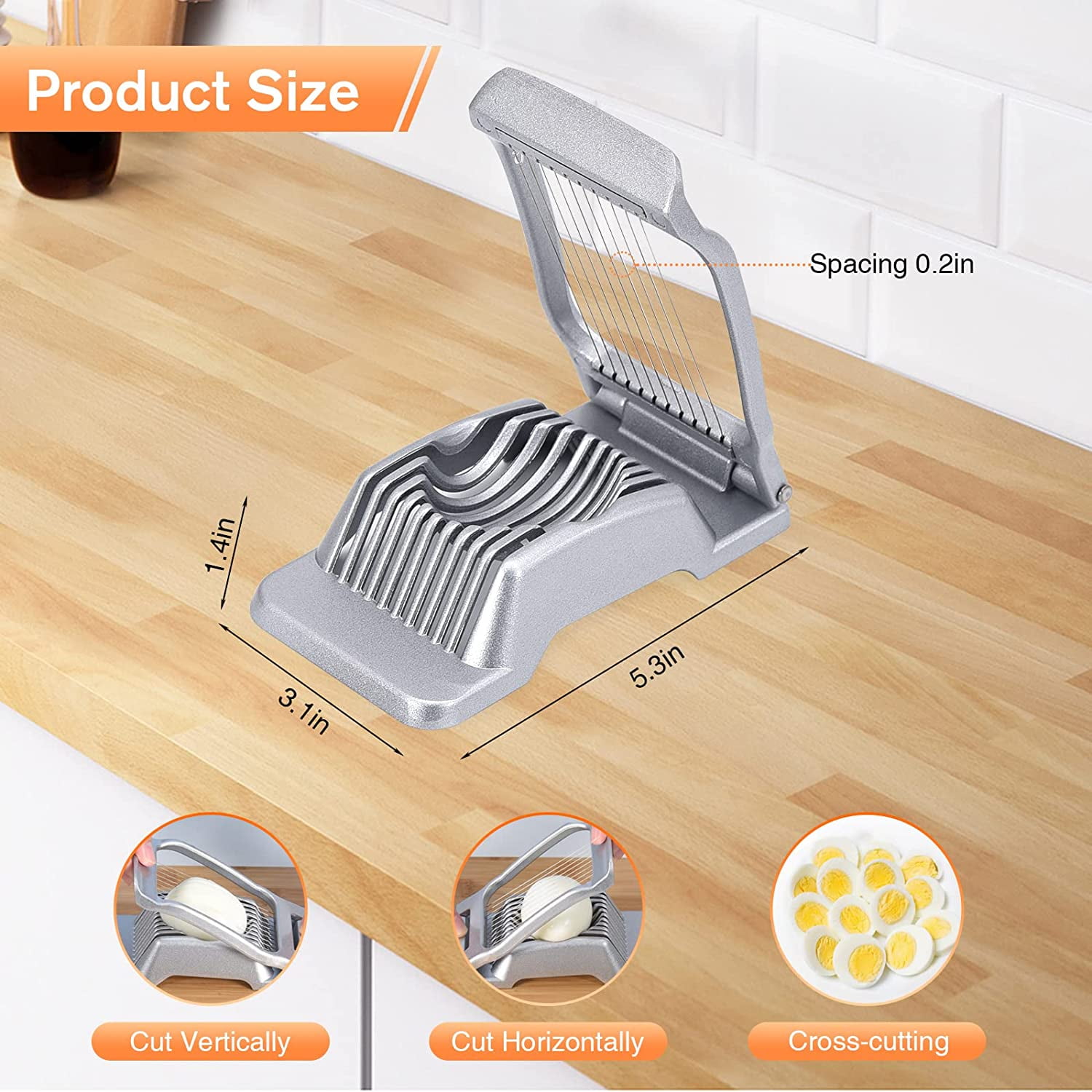 HXAZGSJA Egg Cutter Stainless Steel Wire Egg Slicer Portable for Hard  Boiled Eggs Home Kitchen 