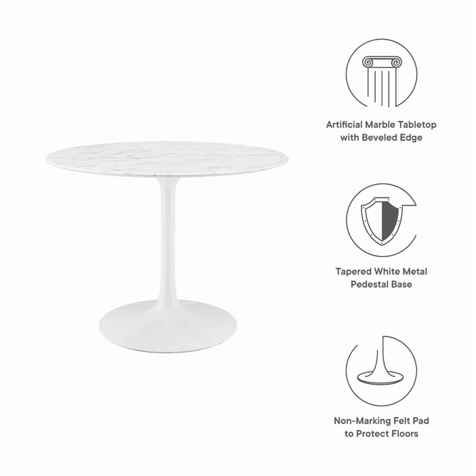 Modway Lippa 39.5" Round Artificial Marble Dining Table in White