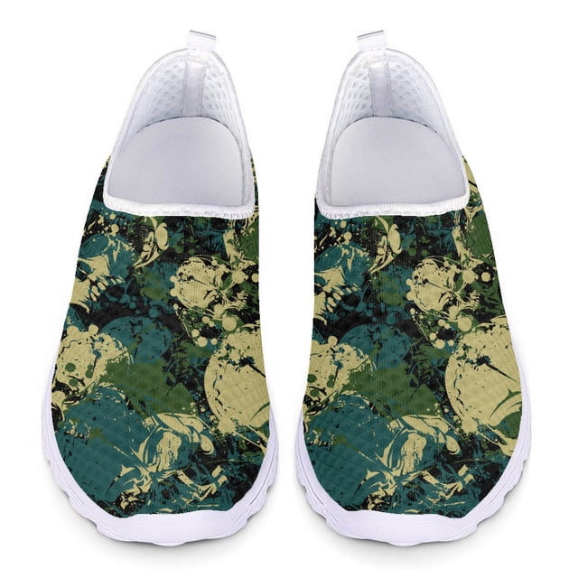 Doginthehole Graffiti Skull - Zapatos de malla de verano para mujer, zapatillas de deporte de alta calidad, zapatos informales antideslizantes para sala de estar