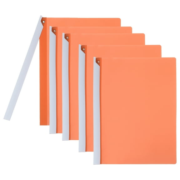 Uxcell 5 Pcs Non-punching Report Covers with Swing Clip, Plastic Presentation Folders for Office, Orange