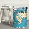 thumbnail image 6 of Lsque World Map With Animal Pattern Laundry Hamper Basket, Tall Woven Rope Hamper Basket for Clothes, Lightweight Storage Basket, Collapsible Waterproof-Small, 6 of 6