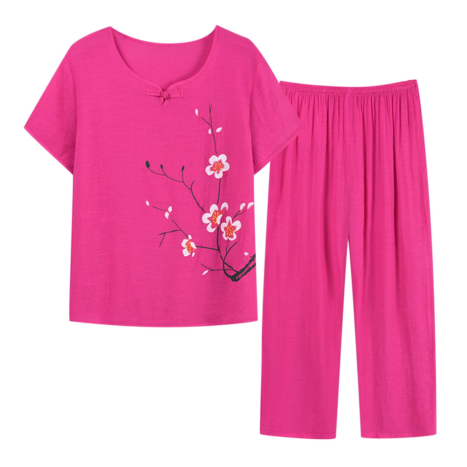 Plus Size 2 Piece Outfits for Women Summer Cotton Linen Lightweight ...