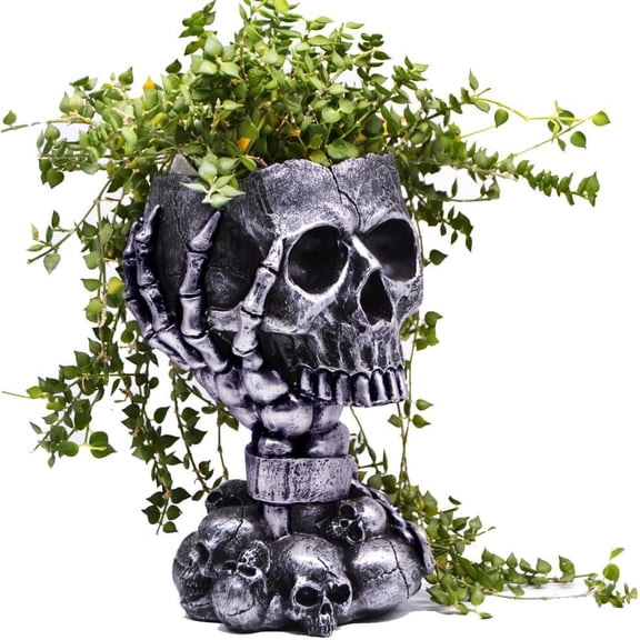 Steampunk Skull Planter Flowerpot with Drainage Hole for Gothic Plants