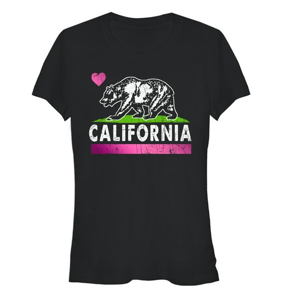 Junior's Lost Gods California Bear Heart  Graphic Tee Black X Large