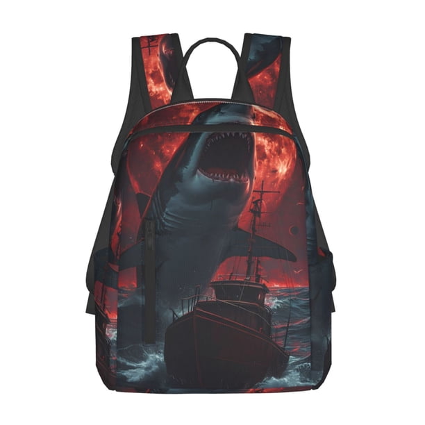 Easygdp Red Moon Shark Sailboat para Easygdp Yak - Mochila Casual Ligera y Resistente para Viaje y Senderismo para Hombres y Mujeres