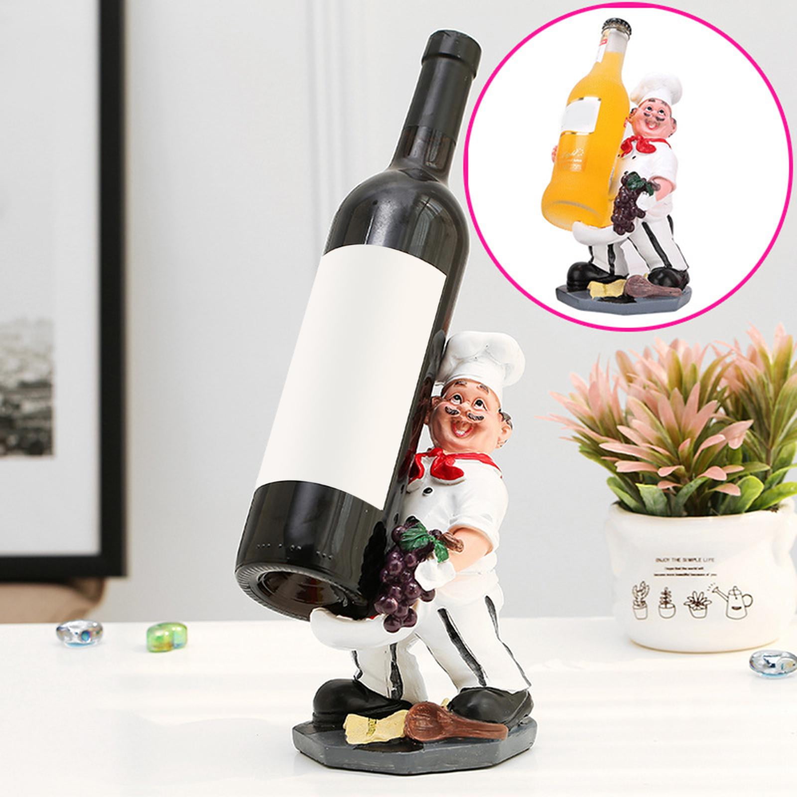 Resin Chef Bottle Holder Figurine Display Stand Decorative Centerpiece