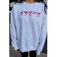 thumbnail image 4 of I AM A FASHION JUNKY White Diverse Bow Embroidery Drop Shoulder Sweatshirt, 4 of 5