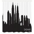 thumbnail image 3 of Ambesonne Cincinnati Shower Curtain, Details Towers Modern, 69"Wx70"L, Charcoal Grey White, 3 of 5
