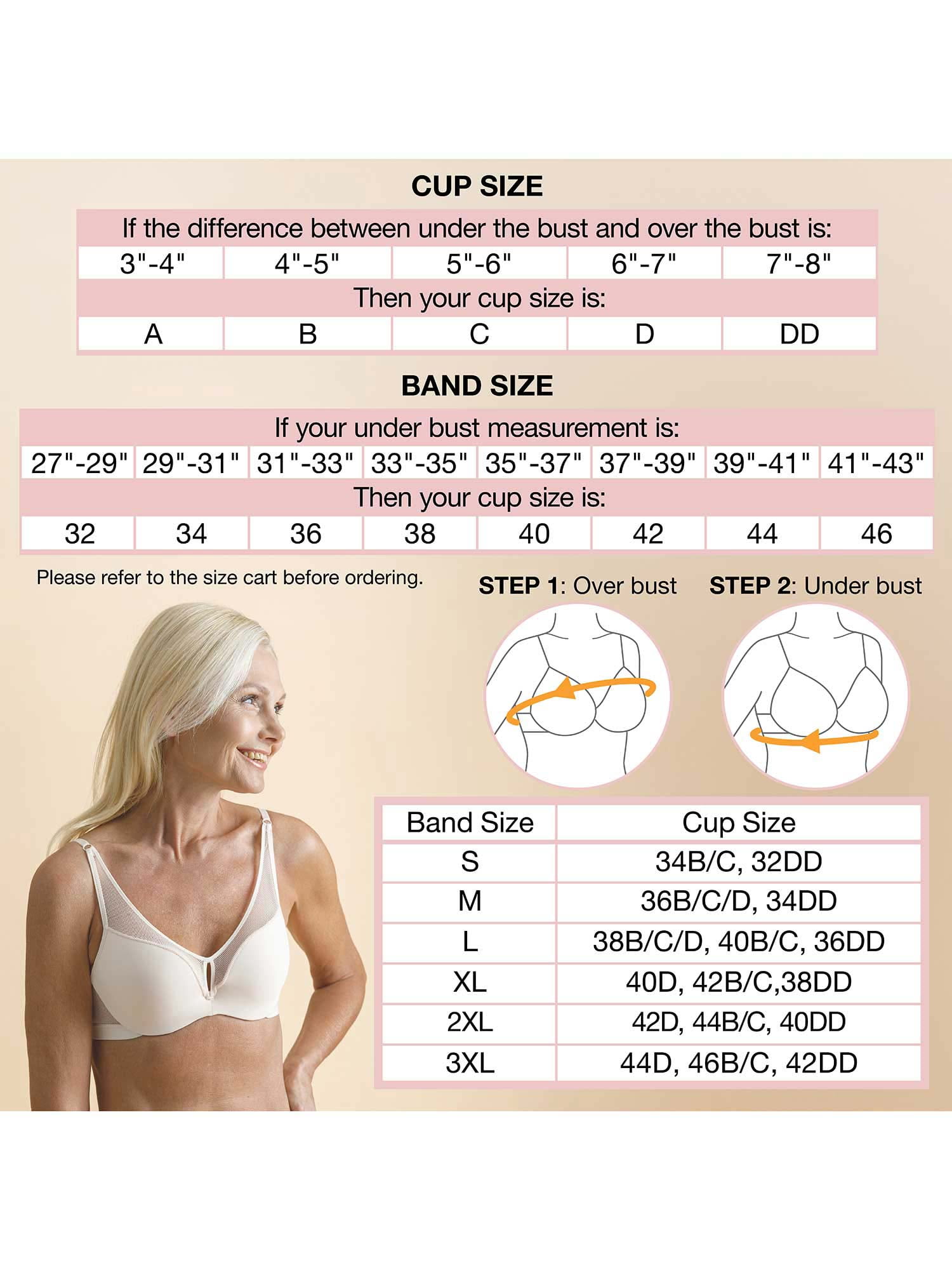 Women’s Wireless Cross and Shape Bra, 2-Pack, Beige, 40C