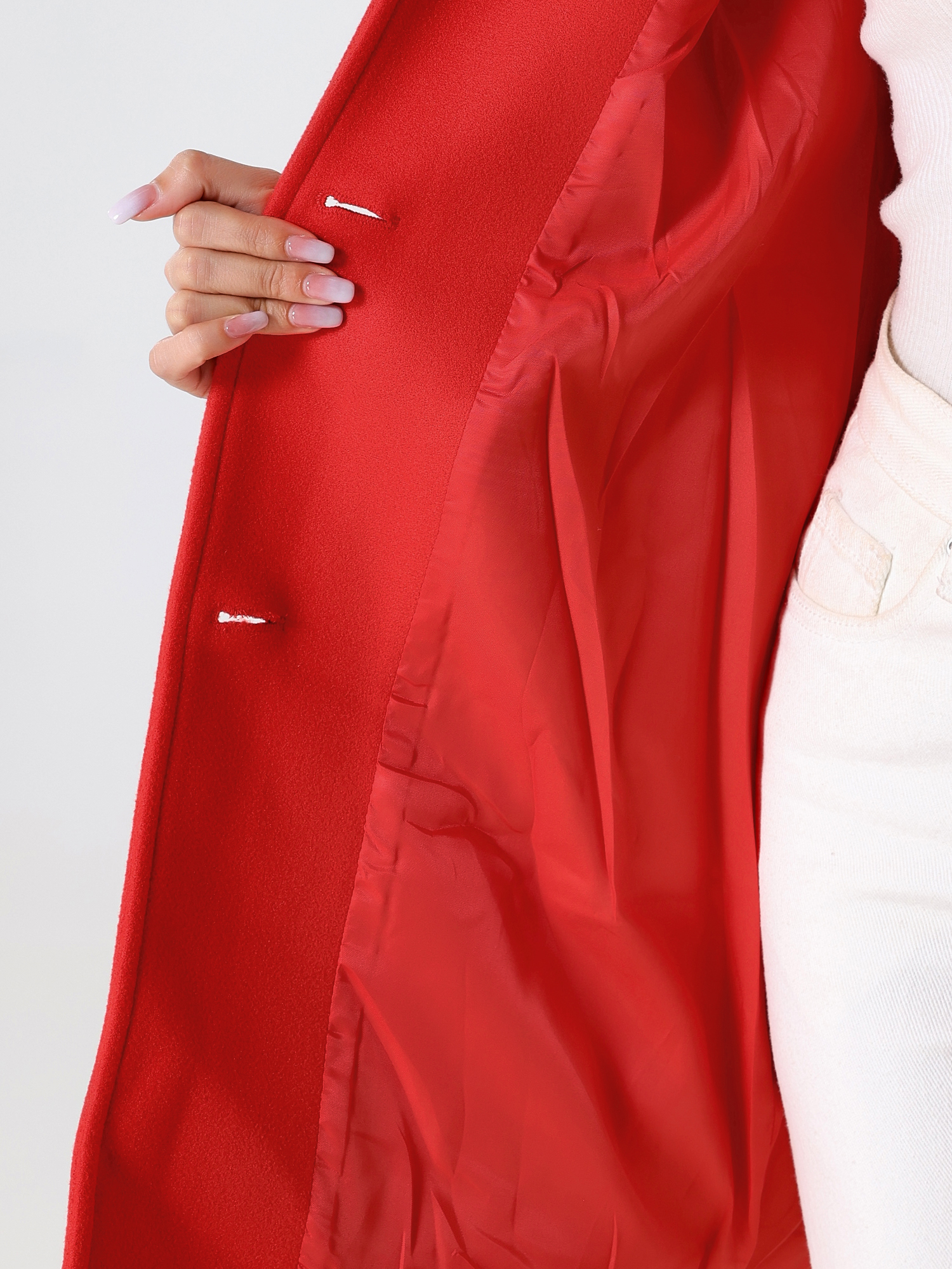 DARING DIVA Women's Single Breasted Winter Outwear Trench Coat Red S