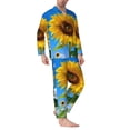 thumbnail image 2 of Hirioo Blue Sky Sunflower for Men's Pajama Sets 2 Piece Pjs Men's Long-Sleeved Pajama Set Button Down Sleepwear,S-XXL-Medium, 2 of 7