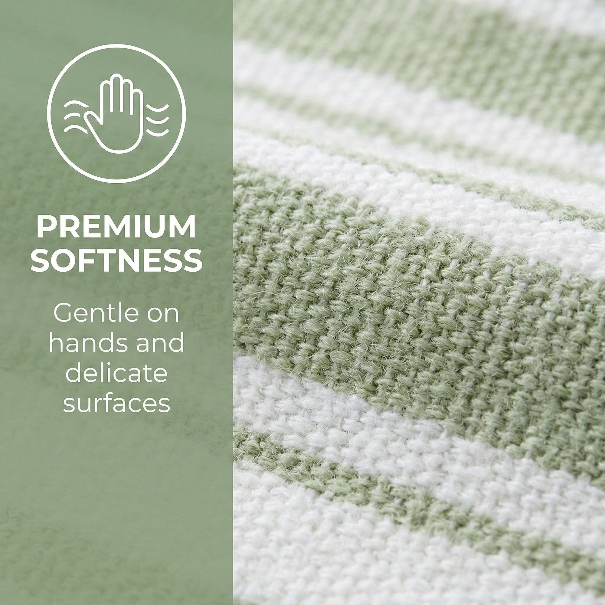 Unique Bargains Striped Cotton Kitchen Towels Khaki 4 Pack Green/Black 26" x 18"