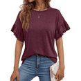 thumbnail image 2 of Womens Short Sleeve Tops Dark Red XXL, 2 of 9