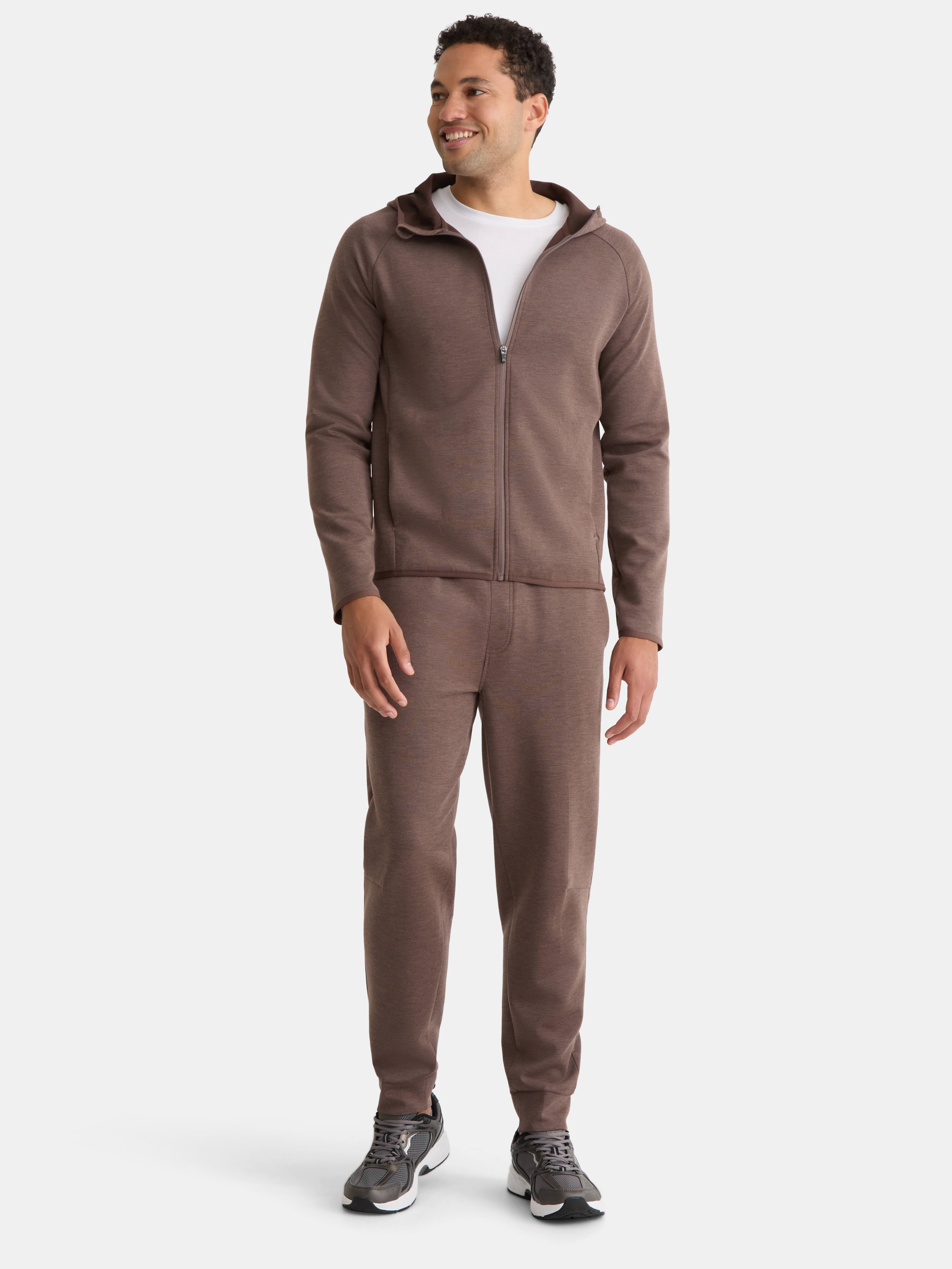 Athletic Works Men's and Big & Tall Fusion Double Knit Full Zip Hooded Sweatshirt Jacket, Sizes S-5XL