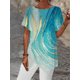 thumbnail image 1 of Camiseta holgada de manga corta con estampado geométrico para mujer, ropa informal de calle con dobladillo Irregular, Tops de cuello redondo para mujer 2023, 1 of 4