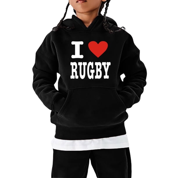 Gibobby Sudadera con capucha al fútbol americano Sudadera deportiva para niños pequeños Jugador de rugby vintage Deportes Retro Niños Niñas de rugby(Negro, 4-5 Años)