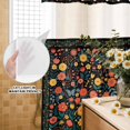 thumbnail image 3 of No Hook Shower Curtain, Boho Black Flowers Shower Curtains for Bathroom with See Through Top Window, Spring Abstract Watercolor Floral Leaf Waterproof & Washable Bath Curtain Stall 48"x72", 3 of 9