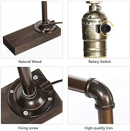 Retro Vintage Table Lamp, Industrial Loft Style Steam Punk Lamp Iron Piping Desk Lamp