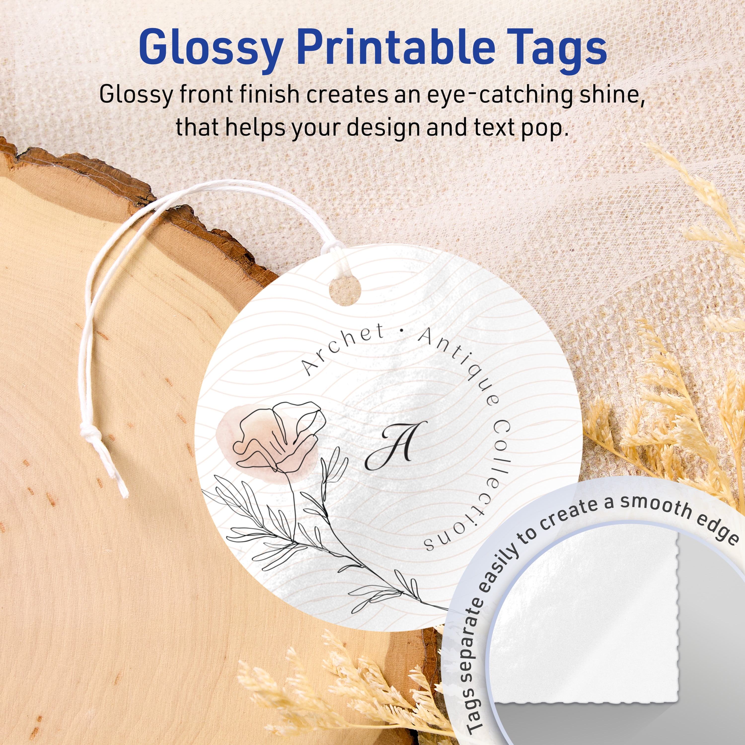 Avery 3" Diameter Round Tags, Glossy White, 150ct