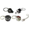 thumbnail image 2 of GT//Rotors Five Piece Auto Parts Metal Key Chain Set - Spinning Turbo Keychain, Six Speed Manual Gearbox Keychain, Wheel Tire Rim Keychain, Red Brake Rotor Keychain, Silver Wrench Keychain, 2 of 4