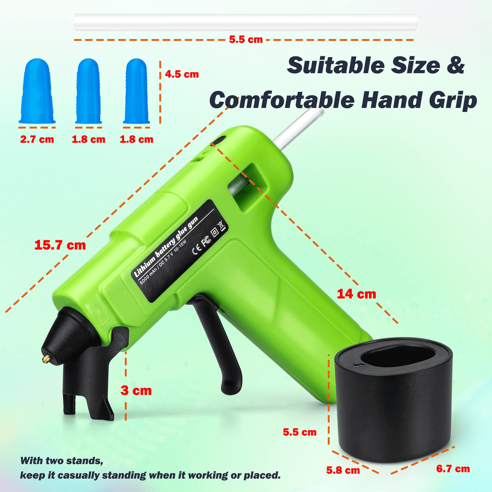 Beirui 5000 mAh Cordless Hot Glue Gun 15s Fast Preheating 3.5 Min