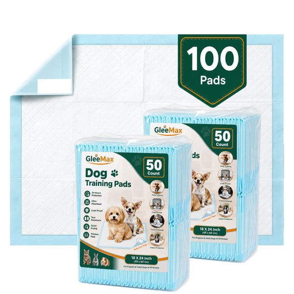 Dog Pee Pads Large 18"x24", 100 Count Super Absorbent Pee Pads for Dogs, Disposable Urine Bed Pads for Doggie, Thicken Puppy Pads for Indoor, Outdoor Use