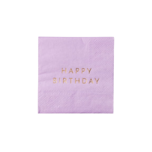 Le Lilac Signature Happy Birthday Cocktail Napkins - 20ct