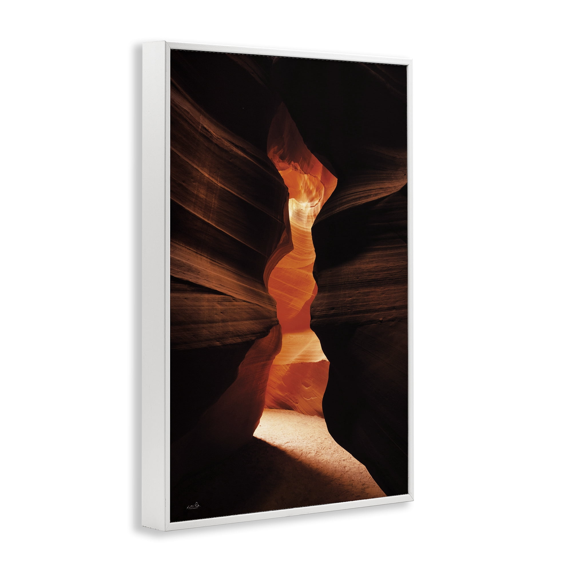 Stupell Industries Sunlit Canyon Cave Landscape Photography White Framed Art Print Wall Art, 20 x 30