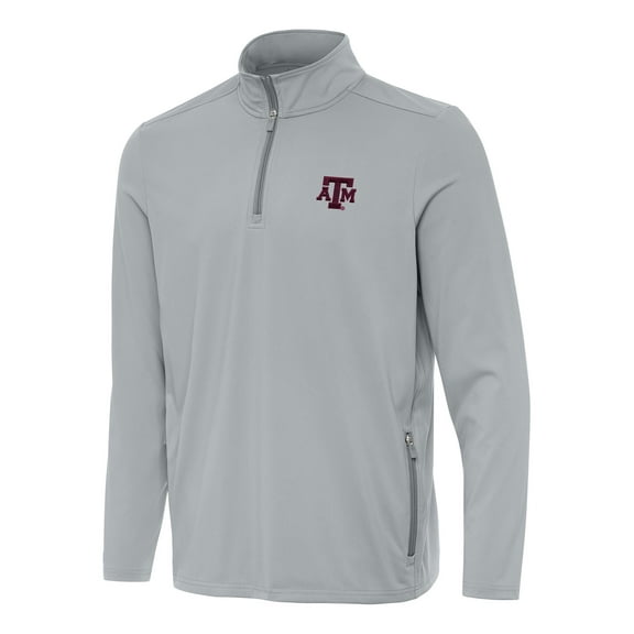 Men's Antigua Gray Texas A&M Aggies Perilous Quarter-Zip Sweatshirt