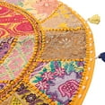 thumbnail image 3 of Stylo Culture Ethnic Indian Floor Cushion Cover Vintage Patchwork Meditation Pillow Case Mango Yellow 32x32 Large Decorative Round Decor Seating Tuffet Seat Pouf Cover Cotton Embroidered 1 Pc, 3 of 4
