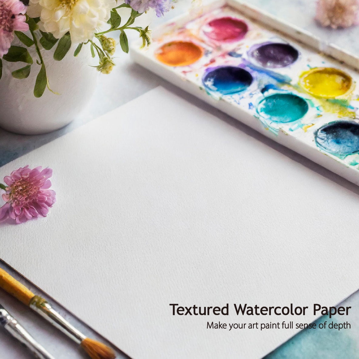 50 Pack Heavyweight Cotton Watercolor Cards with Envelopes, 5 x 7 Inch Blank Folded Watercolor Cards for Painting or Card Making, Ideal for Christmas and Birthday Gifts