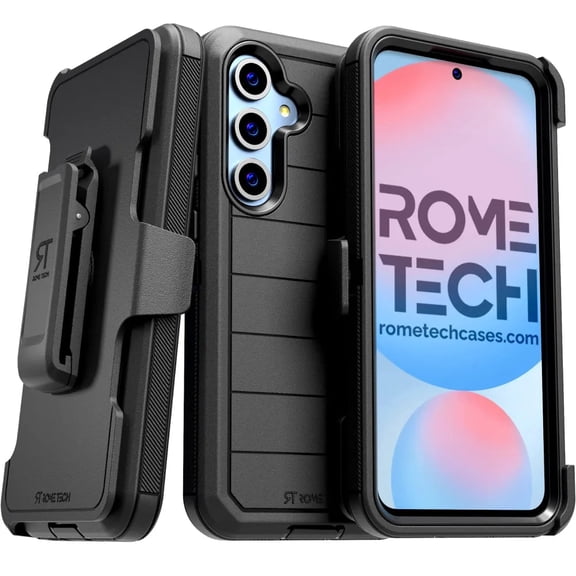 Defender Case for Samsung Galaxy S24 FE with Belt Clip, Kickstand, Dual-Layer, Black