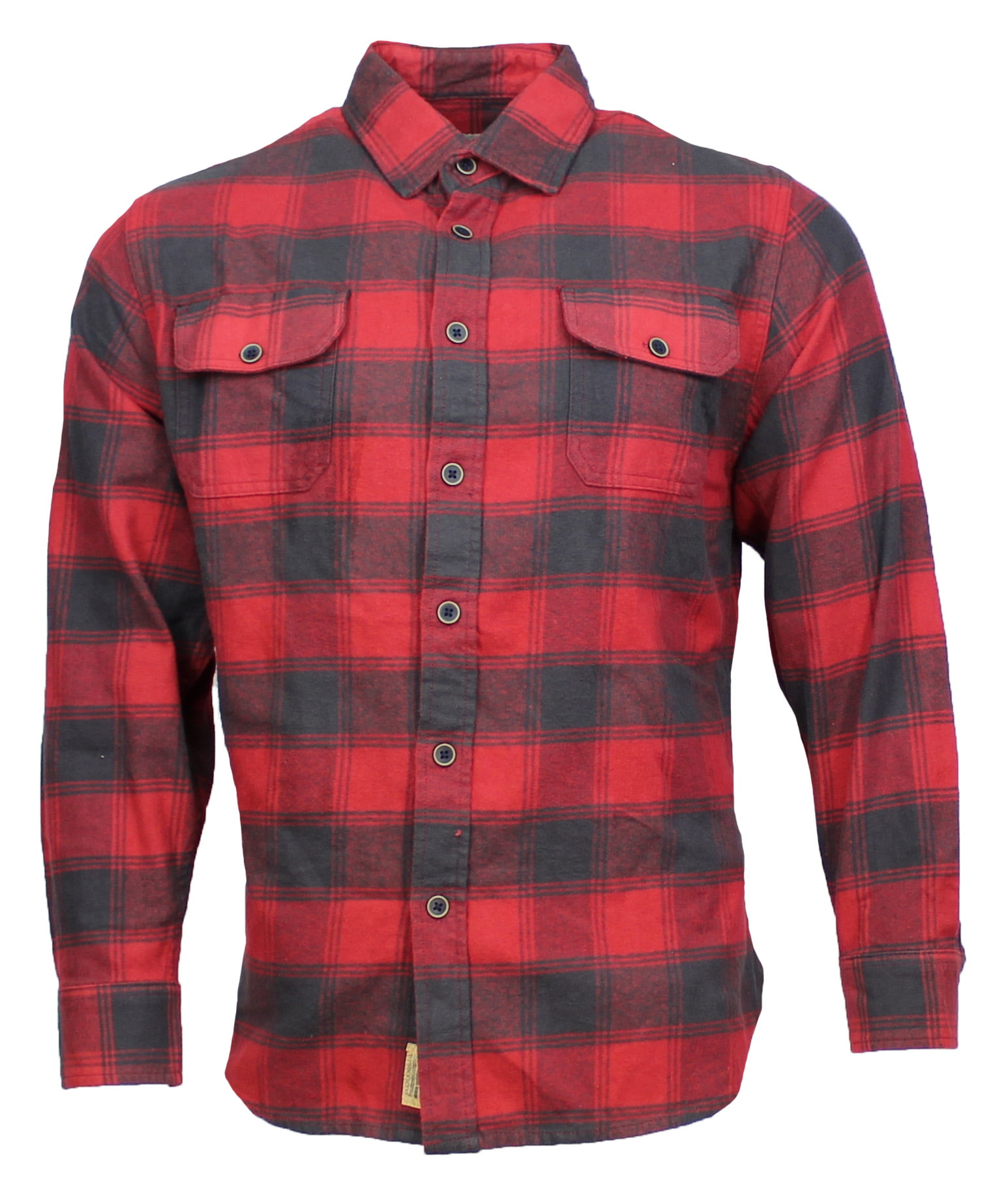 JACHS Men's Plaid Brawny Flannel Button Down Shirt (Red/Grey, XX-Large ...